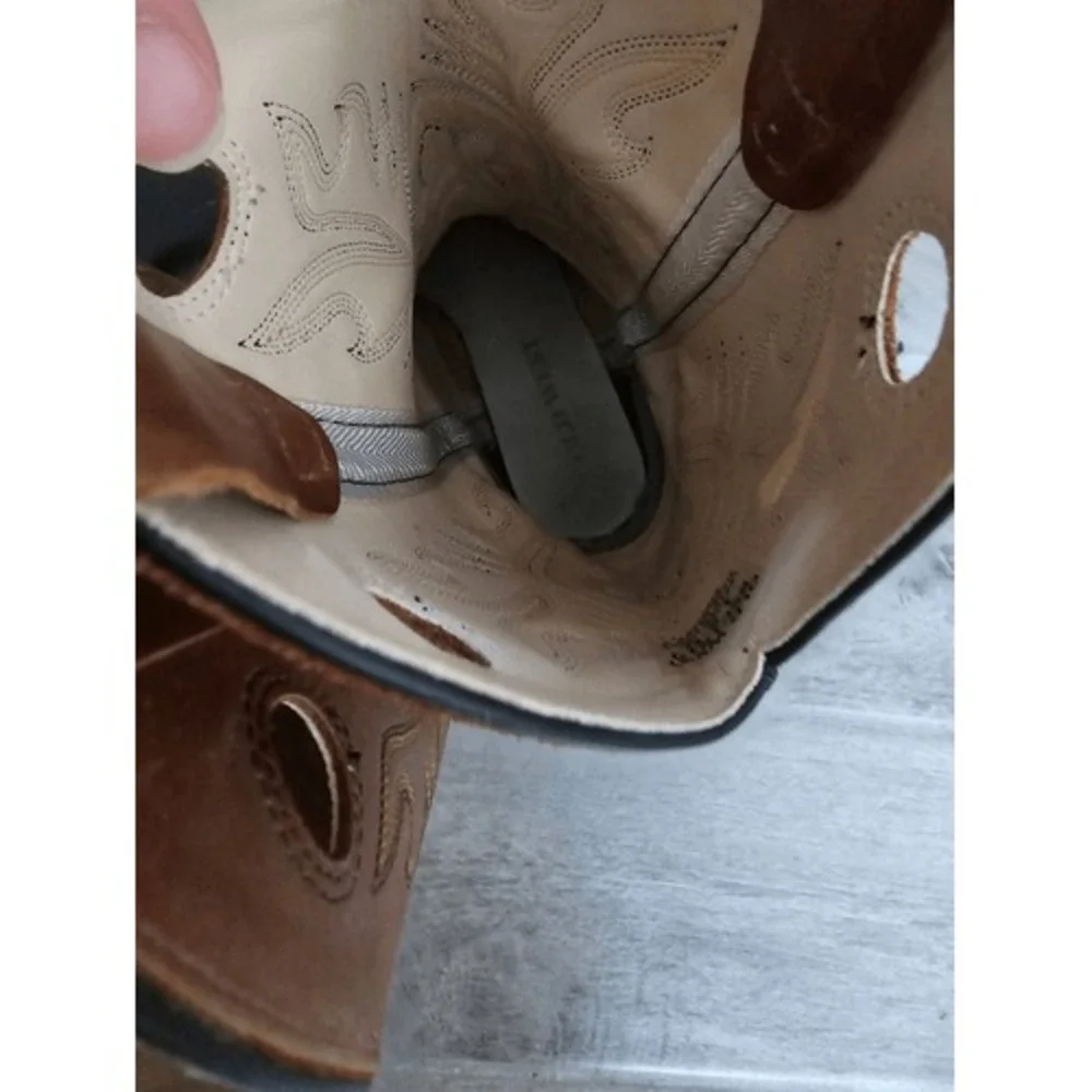 Old West Country Western Cowboy Boots Leather Square‎ Toe Unisex Size 1.5